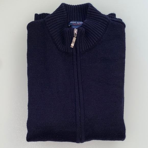 Saint James Dark Blue Zip-Up Cardigan Sweater for Men Size M - Picture 4 of 17